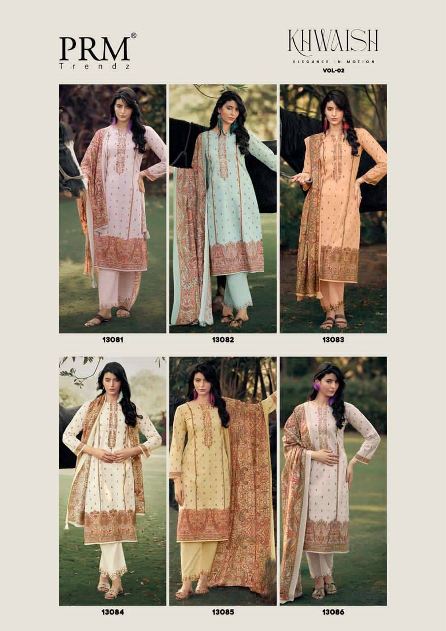 KHWAISH VOL-2 By PRM TRENDZ 13081 To 13086 Series Stylish Beautiful Colourful Cotton Dresses At Wholesale Price